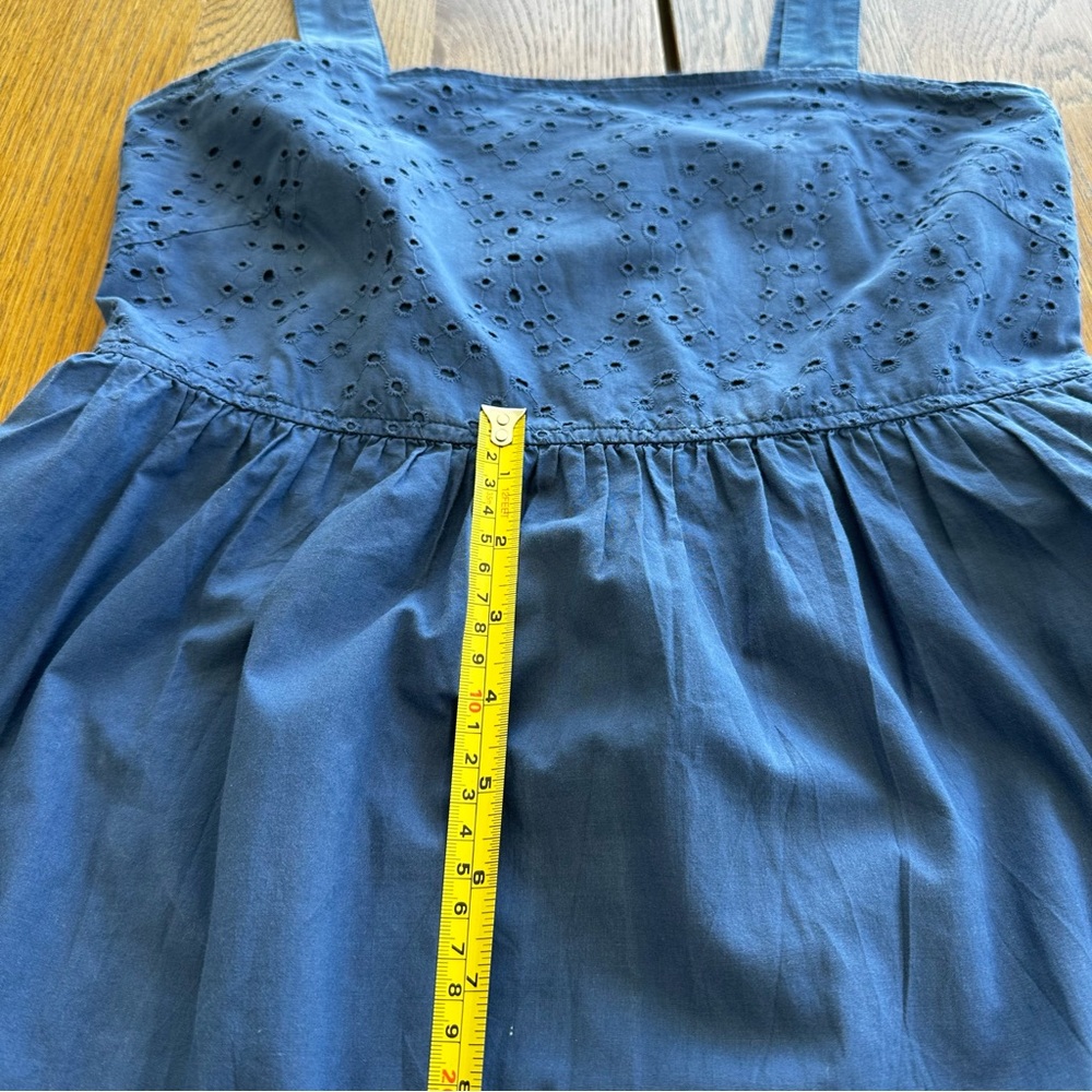 Uniglo Cotton Sun Midi Dress Eyelet Smocked Pockets Blue Size XS Women's - Picture 8 of 16